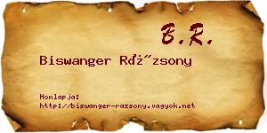 Biswanger Rázsony névjegykártya